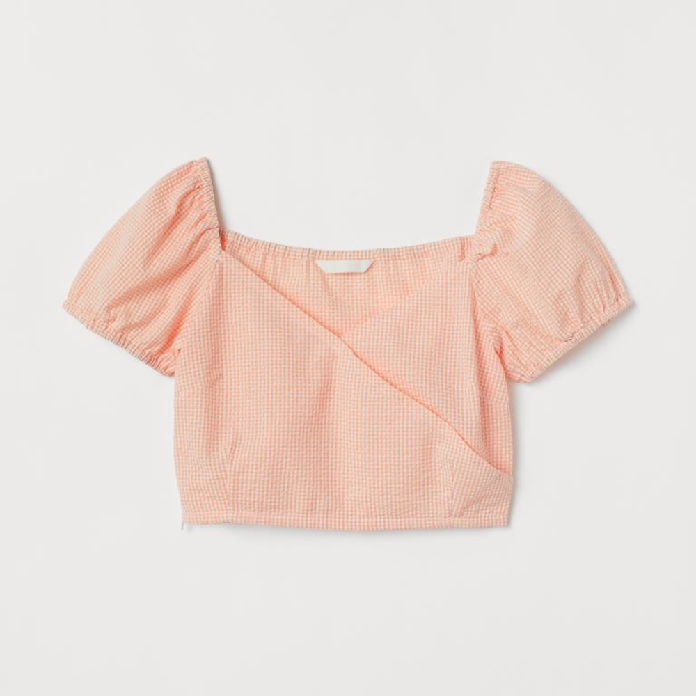 H&M Gingham Crop Top- light orange